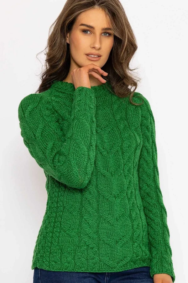 Aran Woollen Mills Super Soft Raglan Crew Sweater In Green*Women Jumpers & Cardigans