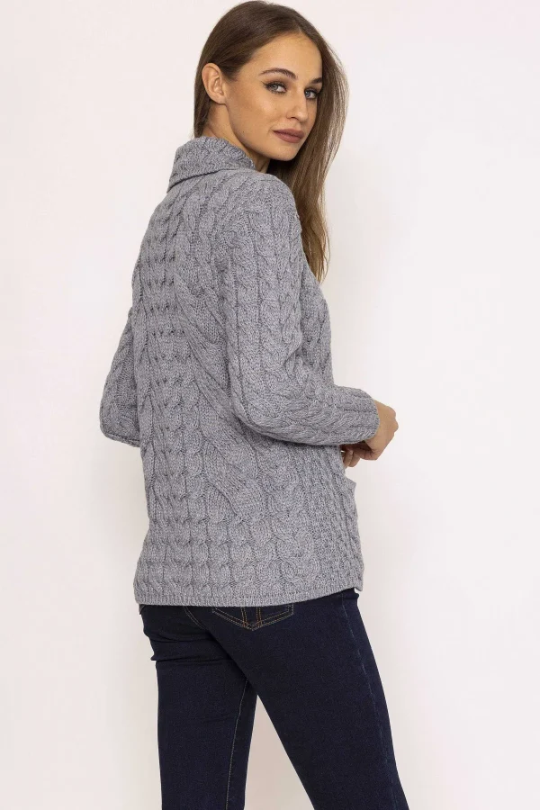 Aran Woollen Mills Supersoft Merino Wool Women'S Cardigan In Grey*Women Jumpers & Cardigans
