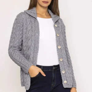 Aran Woollen Mills Supersoft Merino Wool Women'S Cardigan In Grey*Women Jumpers & Cardigans