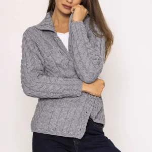 Aran Woollen Mills Supersoft Merino Wool Women'S Cardigan In Grey*Women Jumpers & Cardigans