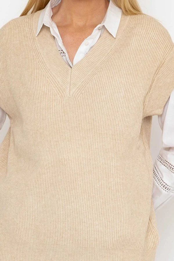 J'aime la Vie Sweater Vest In Beige*Women Jumpers & Cardigans