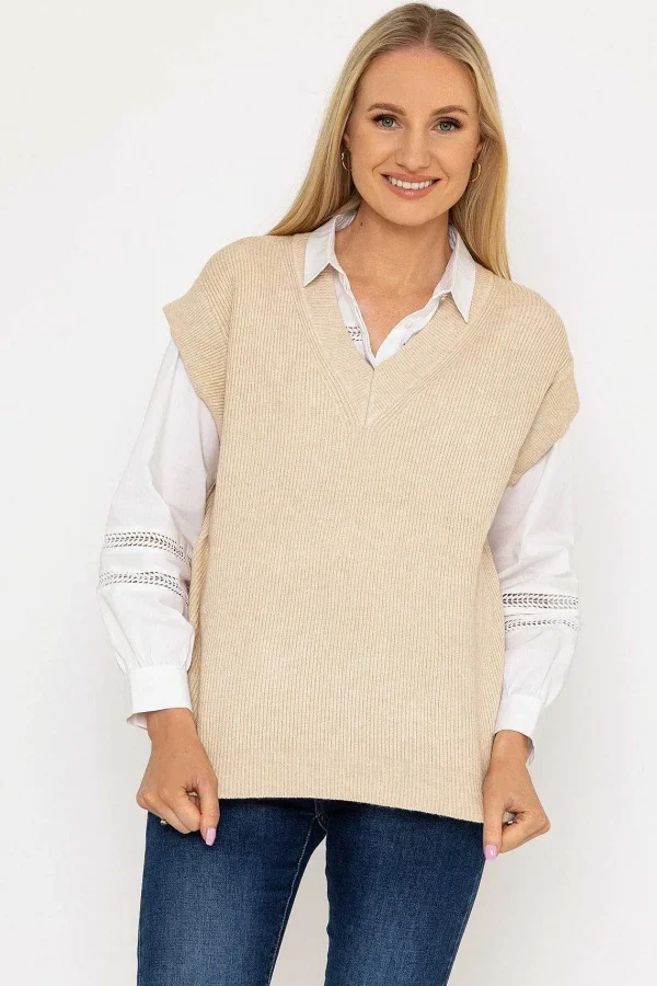 J'aime la Vie Sweater Vest In Beige*Women Jumpers & Cardigans