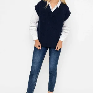 J'aime la Vie Sweater Vest In Navy*Women Jumpers & Cardigans