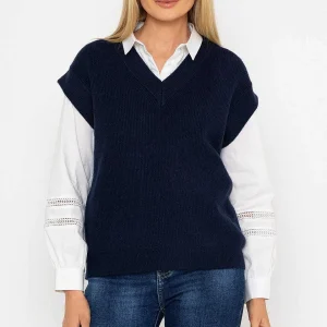 J'aime la Vie Sweater Vest In Navy*Women Jumpers & Cardigans