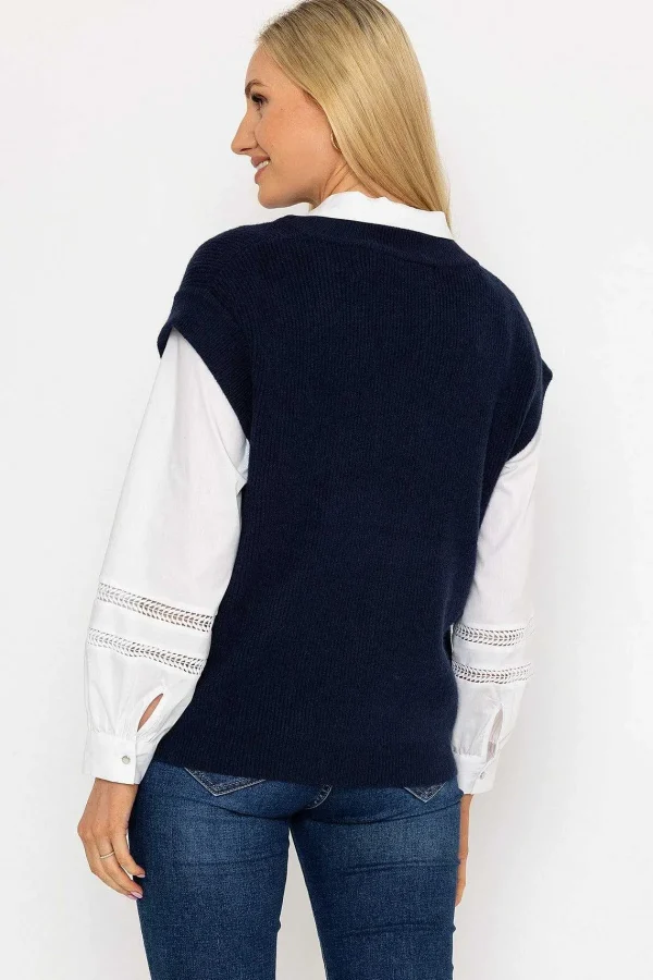 J'aime la Vie Sweater Vest In Navy*Women Jumpers & Cardigans
