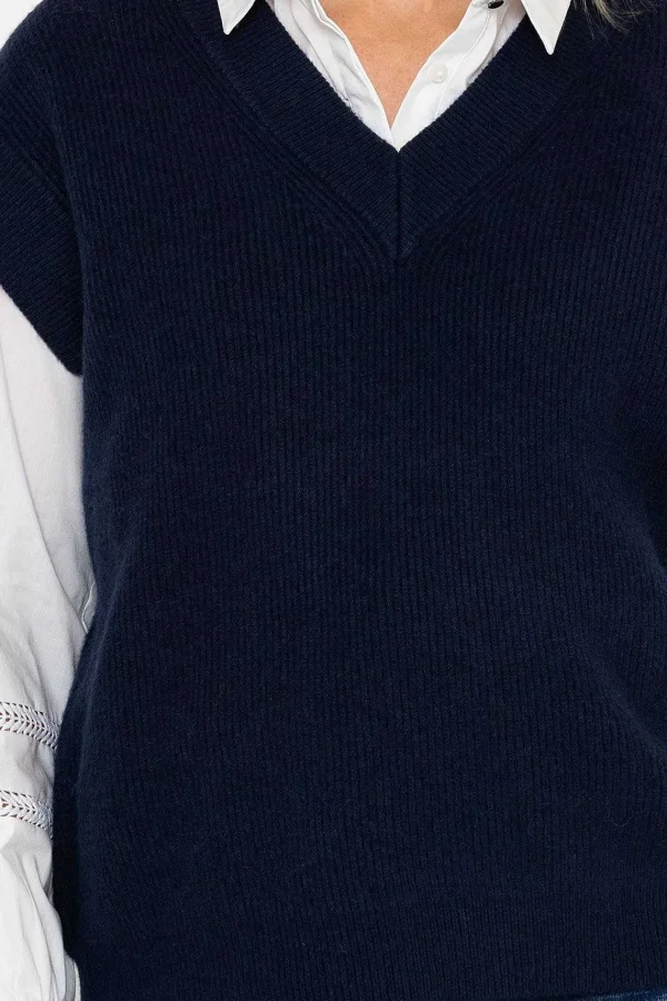 J'aime la Vie Sweater Vest In Navy*Women Jumpers & Cardigans