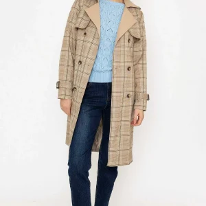 Rowen Avenue Tan Check Trench Coat*Women Coats & Jackets