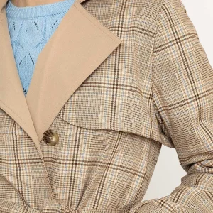 Rowen Avenue Tan Check Trench Coat*Women Coats & Jackets