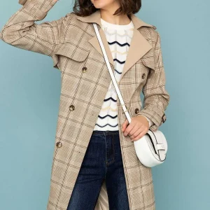 Rowen Avenue Tan Check Trench Coat*Women Coats & Jackets