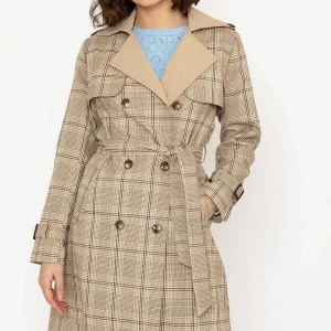 Rowen Avenue Tan Check Trench Coat*Women Coats & Jackets
