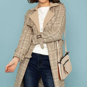 Rowen Avenue Tan Check Trench Coat*Women Coats & Jackets
