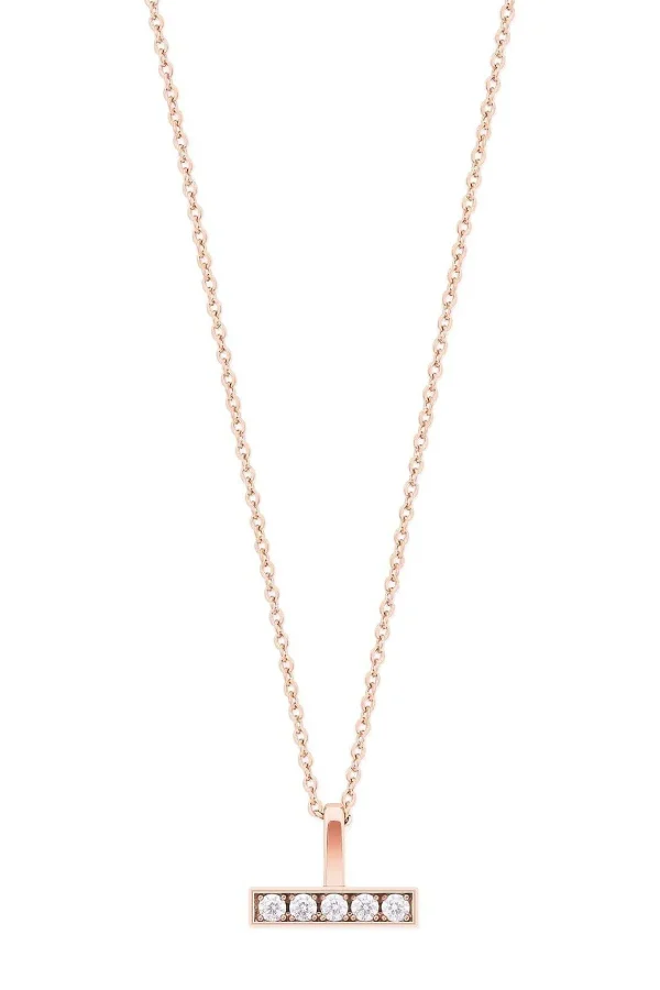 Tipperary Crystal Jewellery T-Bar Cz Set Bar Pendant In Rose Gold* Boxed Gifts