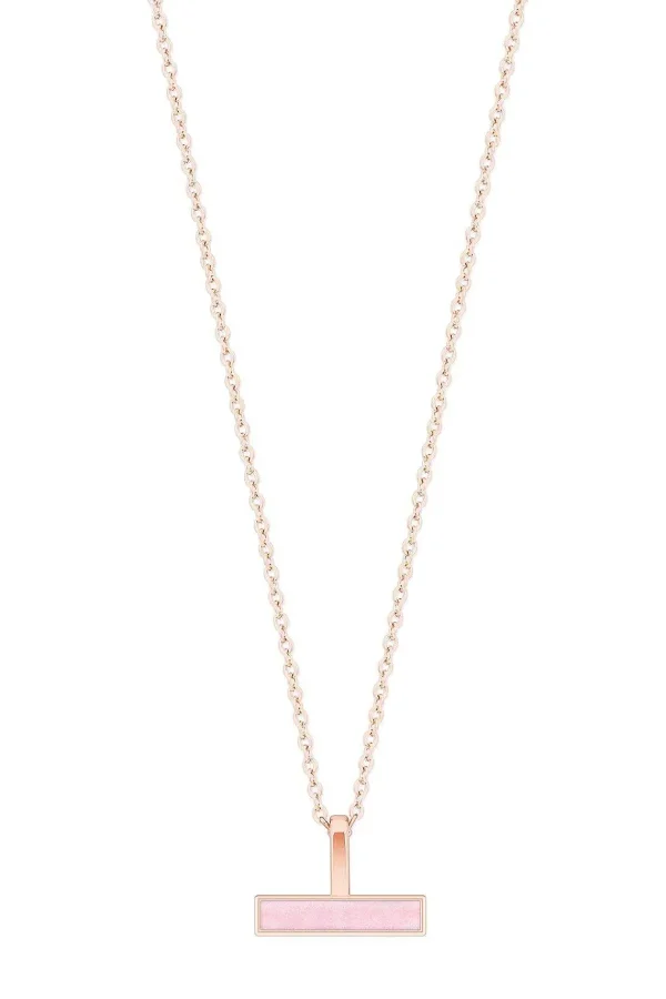 Tipperary Crystal Jewellery T-Bar Pink Bar Pendant In Rose Gold* Boxed Gifts