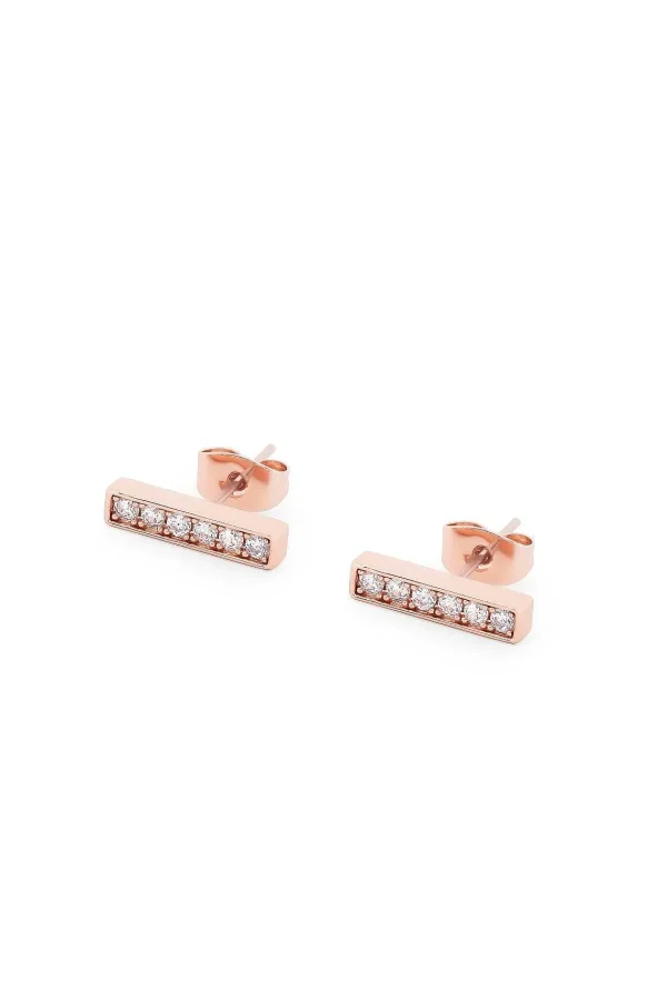 Tipperary Crystal Jewellery T-Bar Stud Earrings In Rose Gold* Boxed Gifts