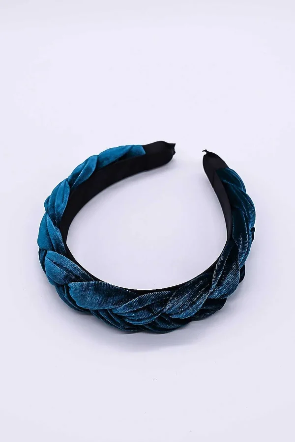 SOUL Accessories Teal Velvet Plaited Hairband* Hair Bands