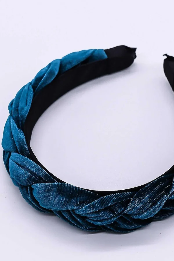 SOUL Accessories Teal Velvet Plaited Hairband* Hair Bands