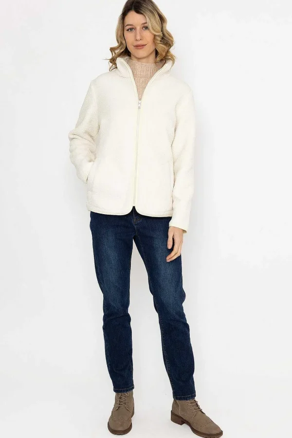 Kelly & Grace Weekend Teddy Full Zip Jacket In Ecru*Women Coats & Jackets