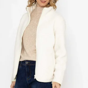 Kelly & Grace Weekend Teddy Full Zip Jacket In Ecru*Women Coats & Jackets
