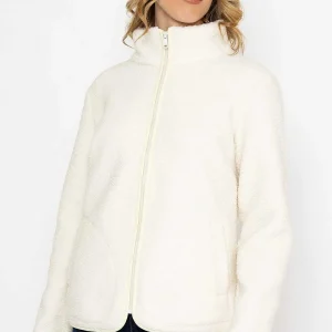 Kelly & Grace Weekend Teddy Full Zip Jacket In Ecru*Women Coats & Jackets