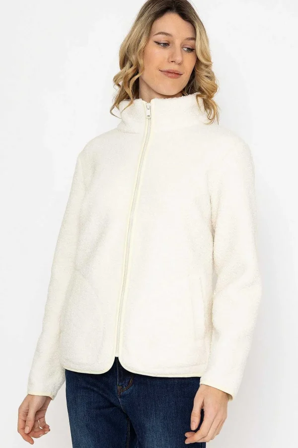 Kelly & Grace Weekend Teddy Full Zip Jacket In Ecru*Women Coats & Jackets