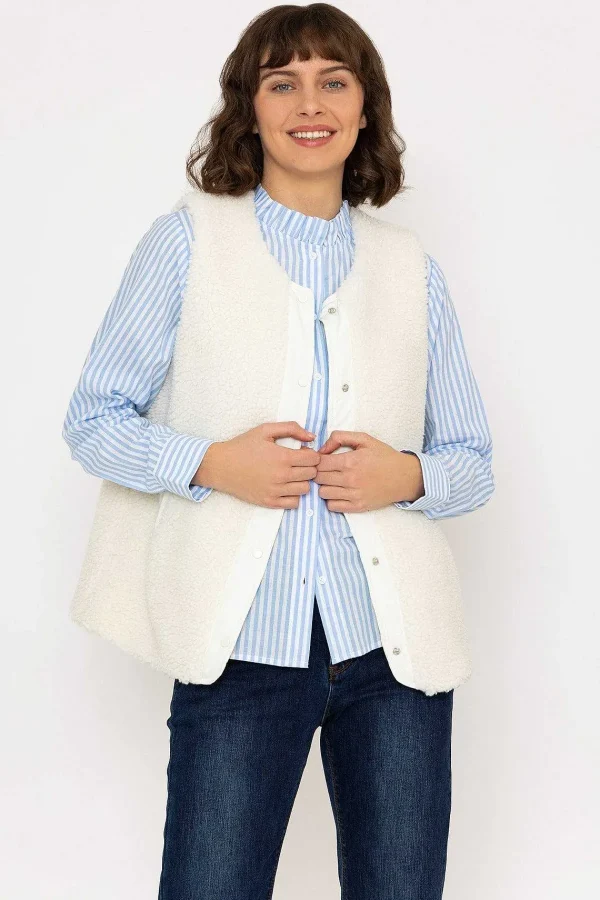 Kelly & Grace Weekend Teddy Gilet In Ecru*Women Coats & Jackets