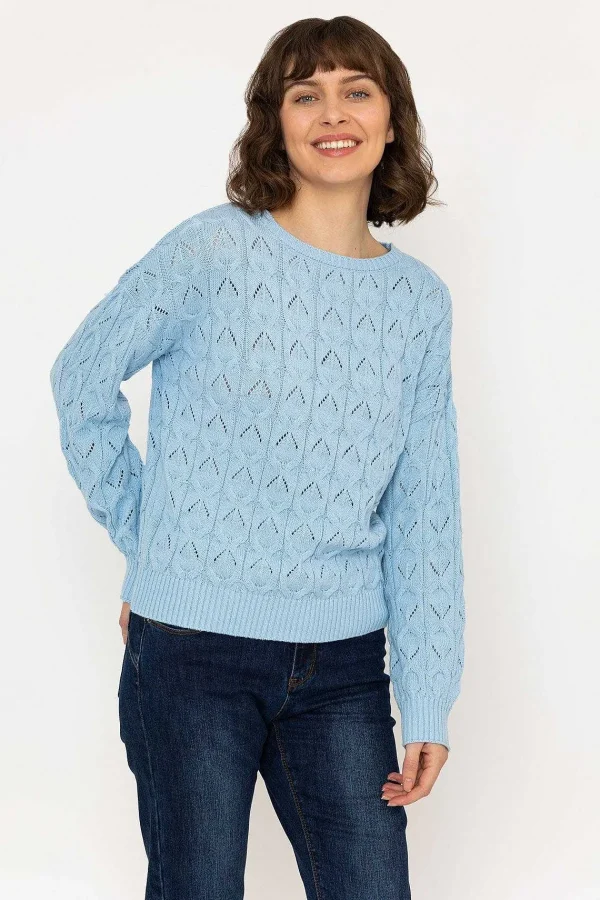 Kelly & Grace Weekend Textured Crew Neck In Blue*Women Jumpers & Cardigans