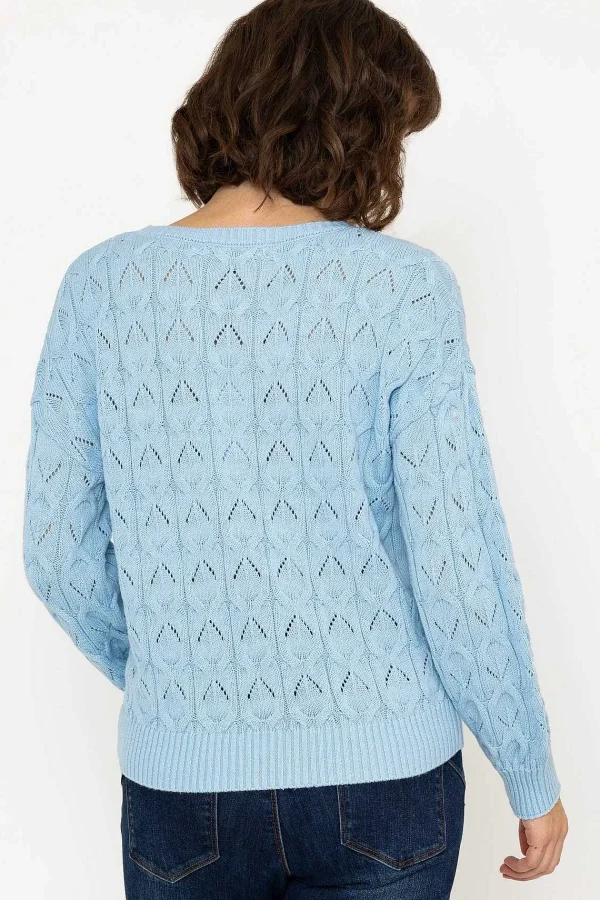 Kelly & Grace Weekend Textured Crew Neck In Blue*Women Jumpers & Cardigans