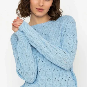 Kelly & Grace Weekend Textured Crew Neck In Blue*Women Jumpers & Cardigans