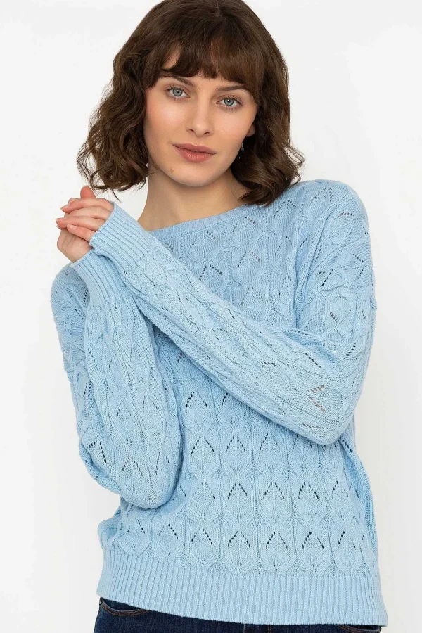 Kelly & Grace Weekend Textured Crew Neck In Blue*Women Jumpers & Cardigans
