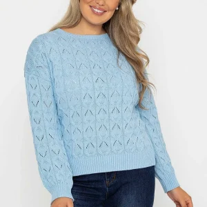 Kelly & Grace Weekend Textured Crew Neck In Blue*Women Jumpers & Cardigans
