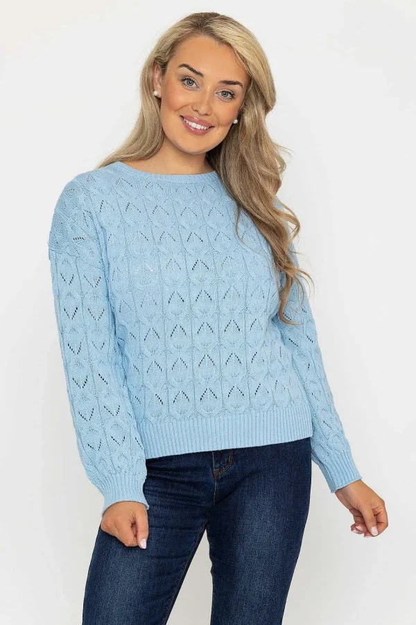 Kelly & Grace Weekend Textured Crew Neck In Blue*Women Jumpers & Cardigans