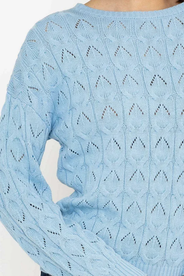 Kelly & Grace Weekend Textured Crew Neck In Blue*Women Jumpers & Cardigans