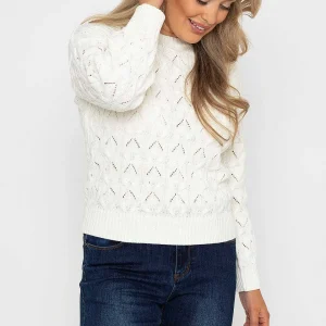 Kelly & Grace Weekend Textured Crew Neck In Ivory*Women Jumpers & Cardigans