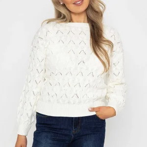 Kelly & Grace Weekend Textured Crew Neck In Ivory*Women Jumpers & Cardigans