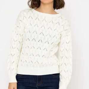 Kelly & Grace Weekend Textured Crew Neck In Ivory*Women Jumpers & Cardigans