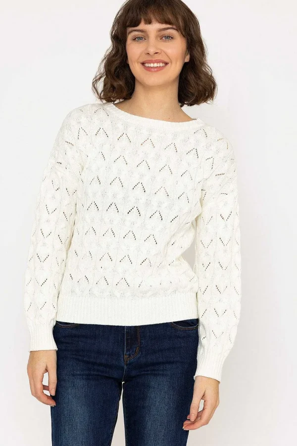Kelly & Grace Weekend Textured Crew Neck In Ivory*Women Jumpers & Cardigans