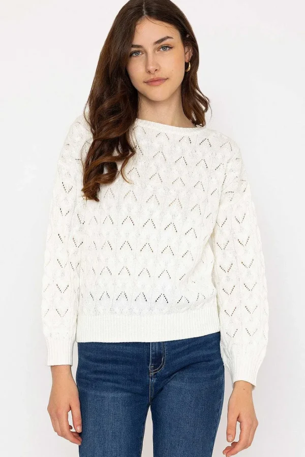 Kelly & Grace Weekend Textured Crew Neck In Ivory*Women Jumpers & Cardigans