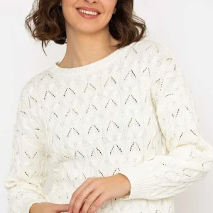 Kelly & Grace Weekend Textured Crew Neck In Ivory*Women Jumpers & Cardigans