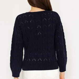 Kelly & Grace Weekend Textured Crew Neck In Navy*Women Jumpers & Cardigans