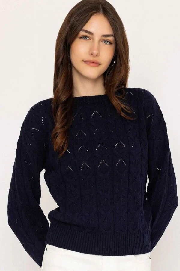 Kelly & Grace Weekend Textured Crew Neck In Navy*Women Jumpers & Cardigans