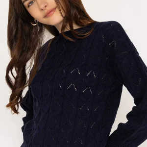 Kelly & Grace Weekend Textured Crew Neck In Navy*Women Jumpers & Cardigans