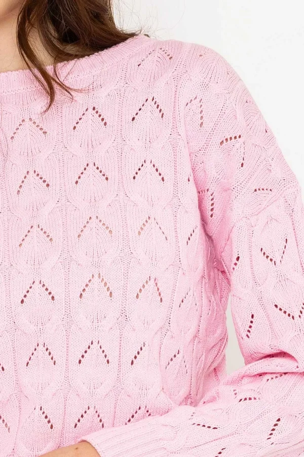Kelly & Grace Weekend Textured Crew Neck In Pink*Women Jumpers & Cardigans
