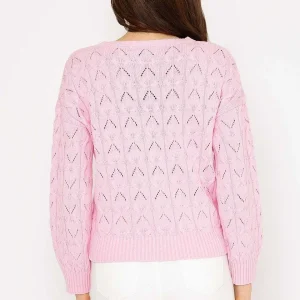 Kelly & Grace Weekend Textured Crew Neck In Pink*Women Jumpers & Cardigans