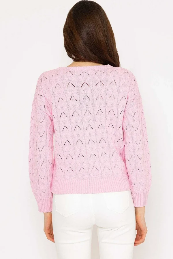 Kelly & Grace Weekend Textured Crew Neck In Pink*Women Jumpers & Cardigans