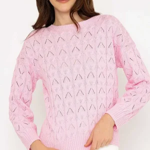 Kelly & Grace Weekend Textured Crew Neck In Pink*Women Jumpers & Cardigans