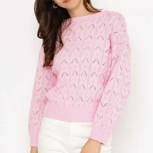 Kelly & Grace Weekend Textured Crew Neck In Pink*Women Jumpers & Cardigans