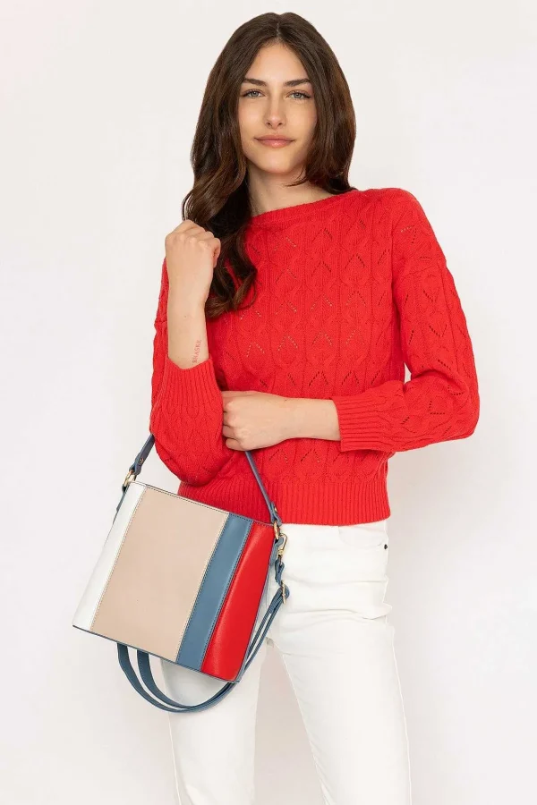 Kelly & Grace Weekend Textured Crew Neck In Red*Women Jumpers & Cardigans