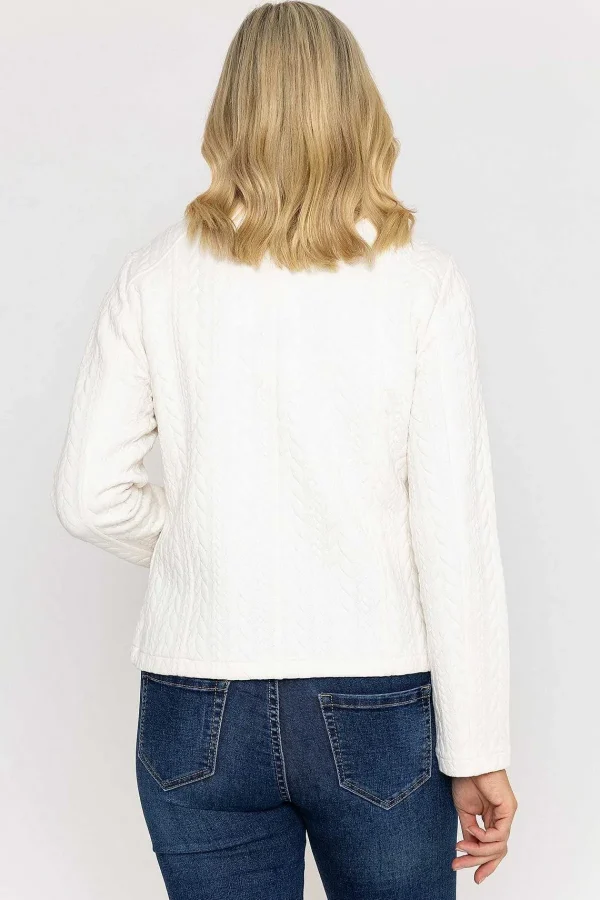 Voulez Vous Textured Jersey Zip Jacket In Ecru*Women Coats & Jackets