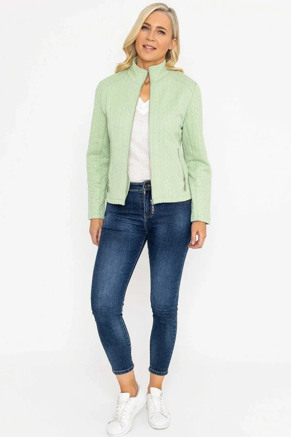 Voulez Vous Textured Jersey Zip Jacket In Green*Women Coats & Jackets
