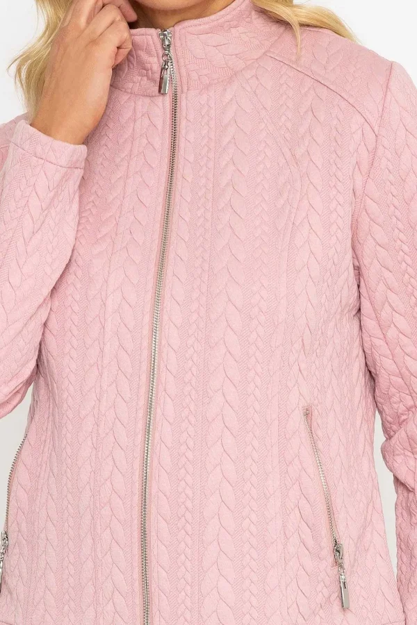 Voulez Vous Textured Jersey Zip Jacket In Pink*Women Coats & Jackets